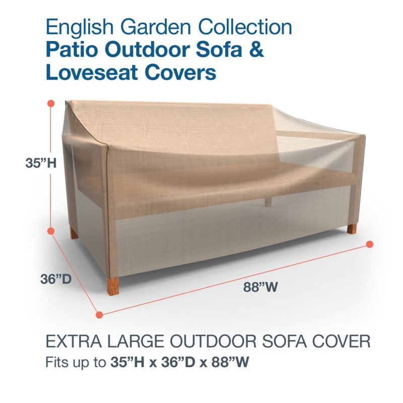 Budge P3W05PM1 English Garden Patio Sofa Cover Heavy Duty and Waterproof, Extra Large, Tan Tweed - Image 2